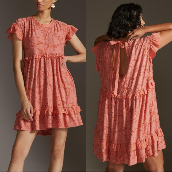 Anthropologie Ruffle Knit Mini Dress Size Small - Picture 1 of 10